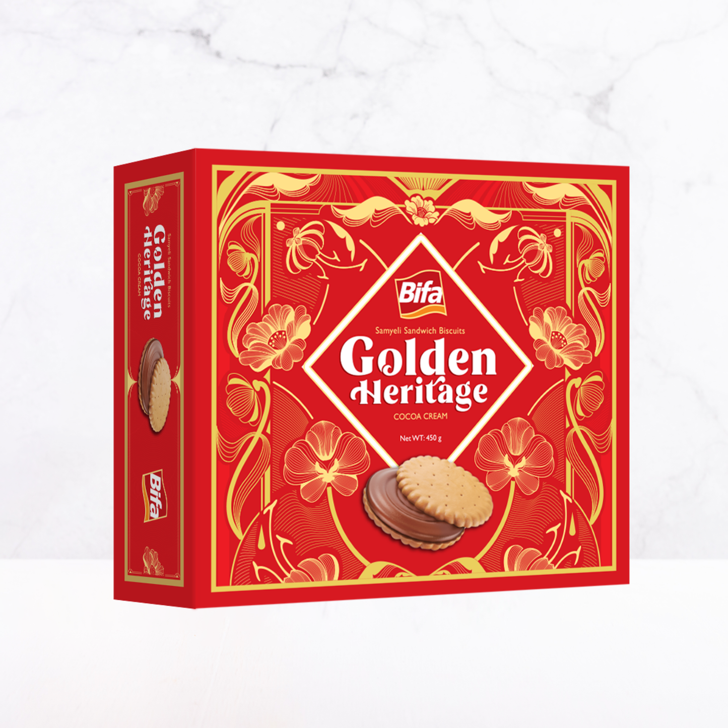 Bánh quy nhân kem cocoa Golden Heritage 450 g