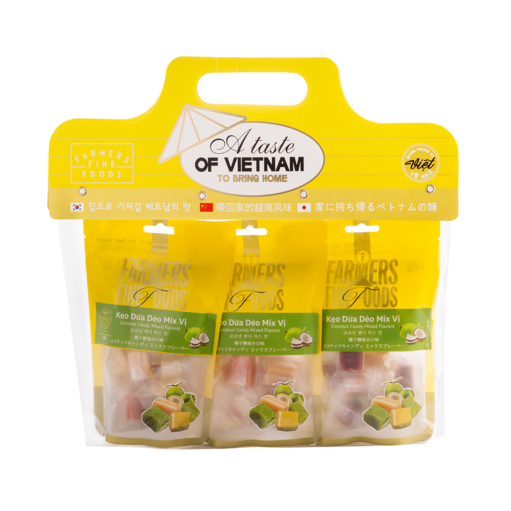 Combo 3 túi kẹo dừa dẻo mix vị Farmers Fine Foods (120 g x 3)