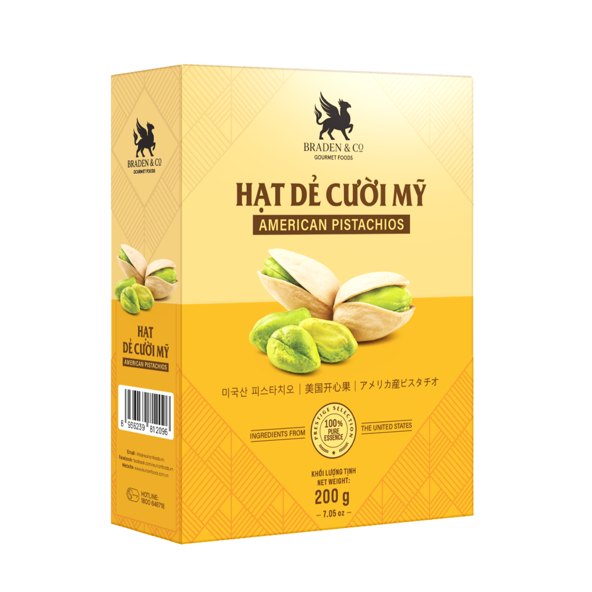 Hạt dẻ cười Mỹ Braden & Co 200g