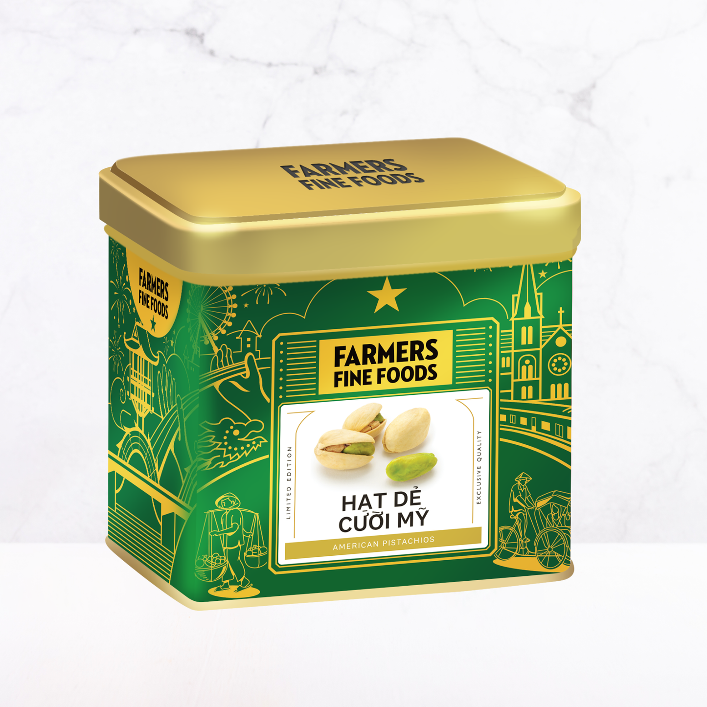 Hạt dẻ cười Mỹ Farmers Fine Foods 100 g (Hộp thiếc)