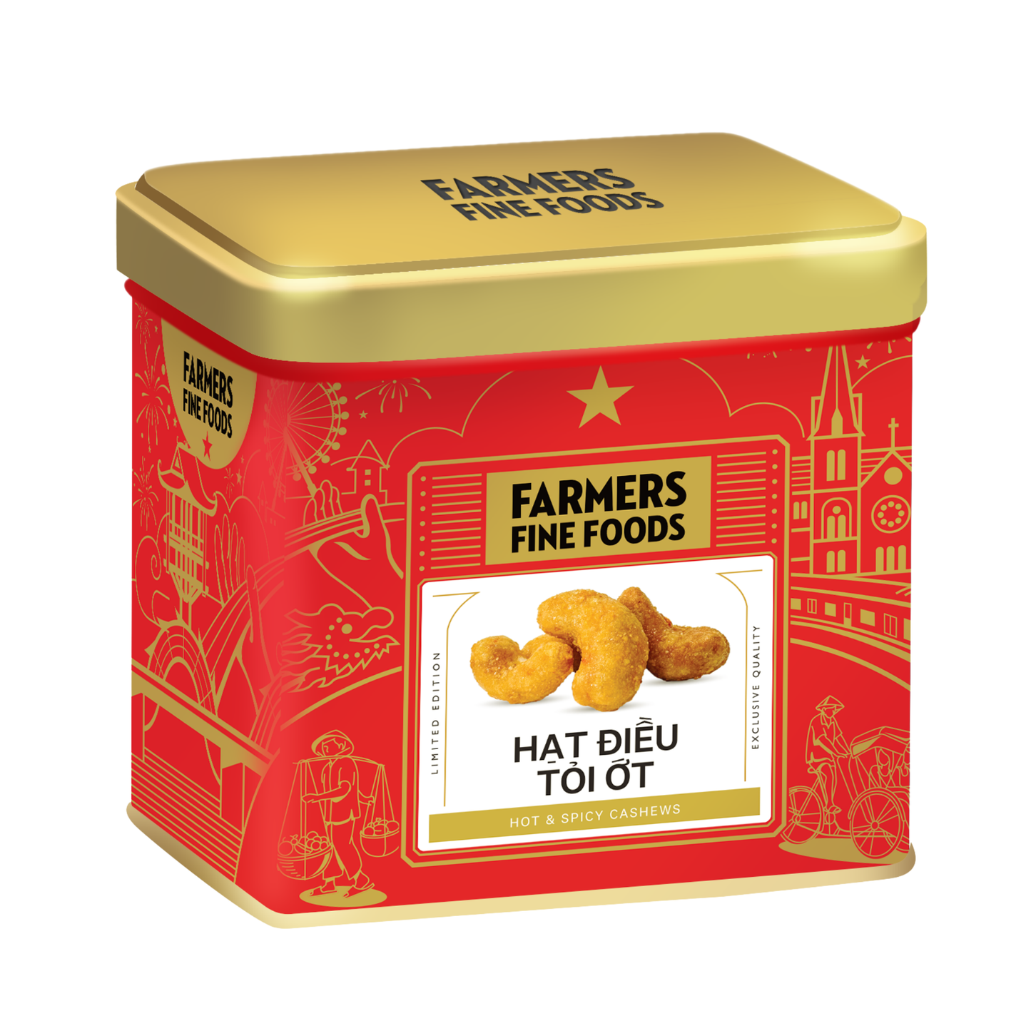 Hạt điều tỏi ớt Farmers Fine Foods 100 g (Hộp thiếc)