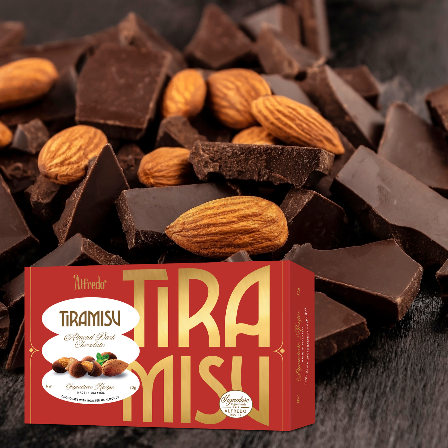 Dark chocolate almond Alfredo tiramisu 70G