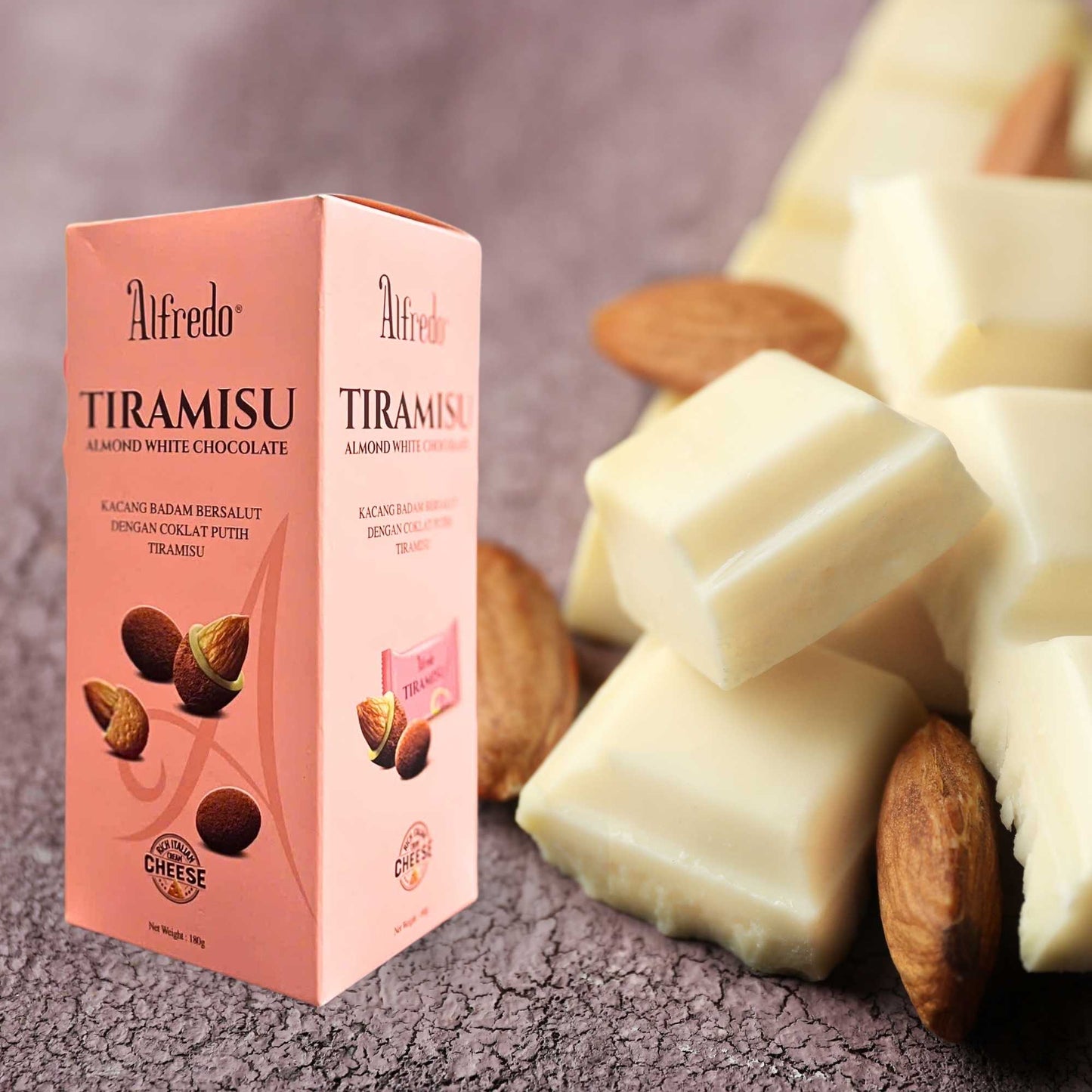 White chocolate almond Alfredo tiramisu cheese 180G