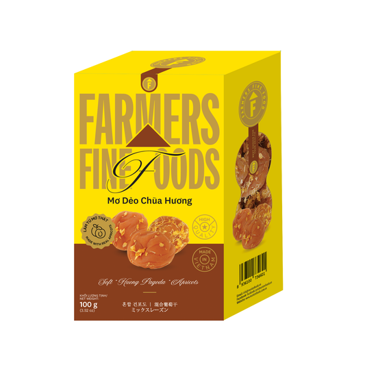 Mơ dẻo chùa Hương Farmers Fine Foods 120 g (Hộp giấy)