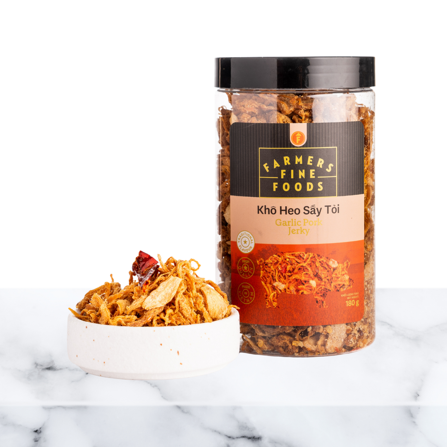 Khô heo sấy tỏi Farmers Fine Foods 180G