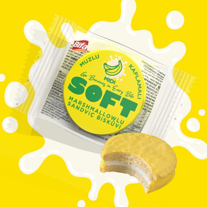 Bánh quy mềm nhân kem xốp phủ kem chuối Bifa 600 g