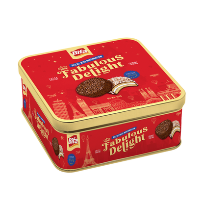 Bánh quy hỗn hợp nhân kem xốp phủ ca cao dừa Bifa Fabulous Delight 150 g