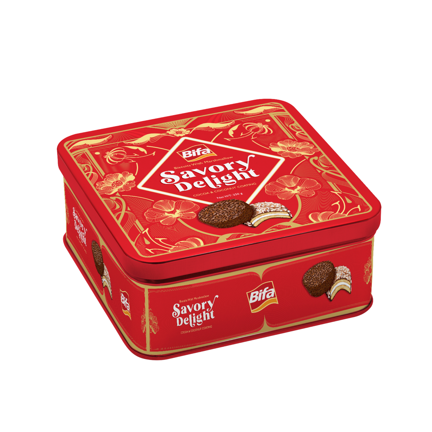 Bánh quy hỗn hợp nhân kem xốp phủ ca cao dừa Bifa Savory Delight 250 g