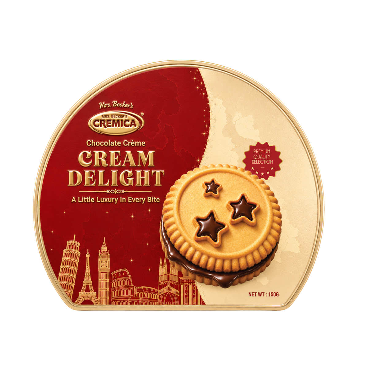 Bánh quy kẹp kem cacao Cream Delight 140 g  (5 gói x 28 g / hộp thiếc)