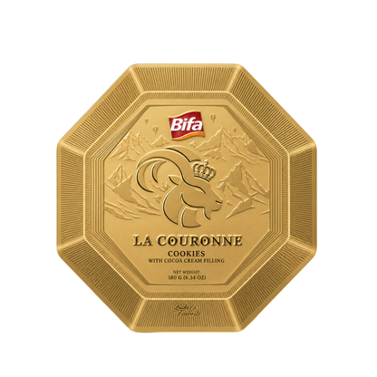Bánh quy nhân kem ca cao chảy La Couronne Bifa 180g (Hộp)