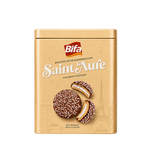 Bánh quy nhân kem xốp phủ ca cao dừa Saint Aure Bifa 200 g (Hộp)