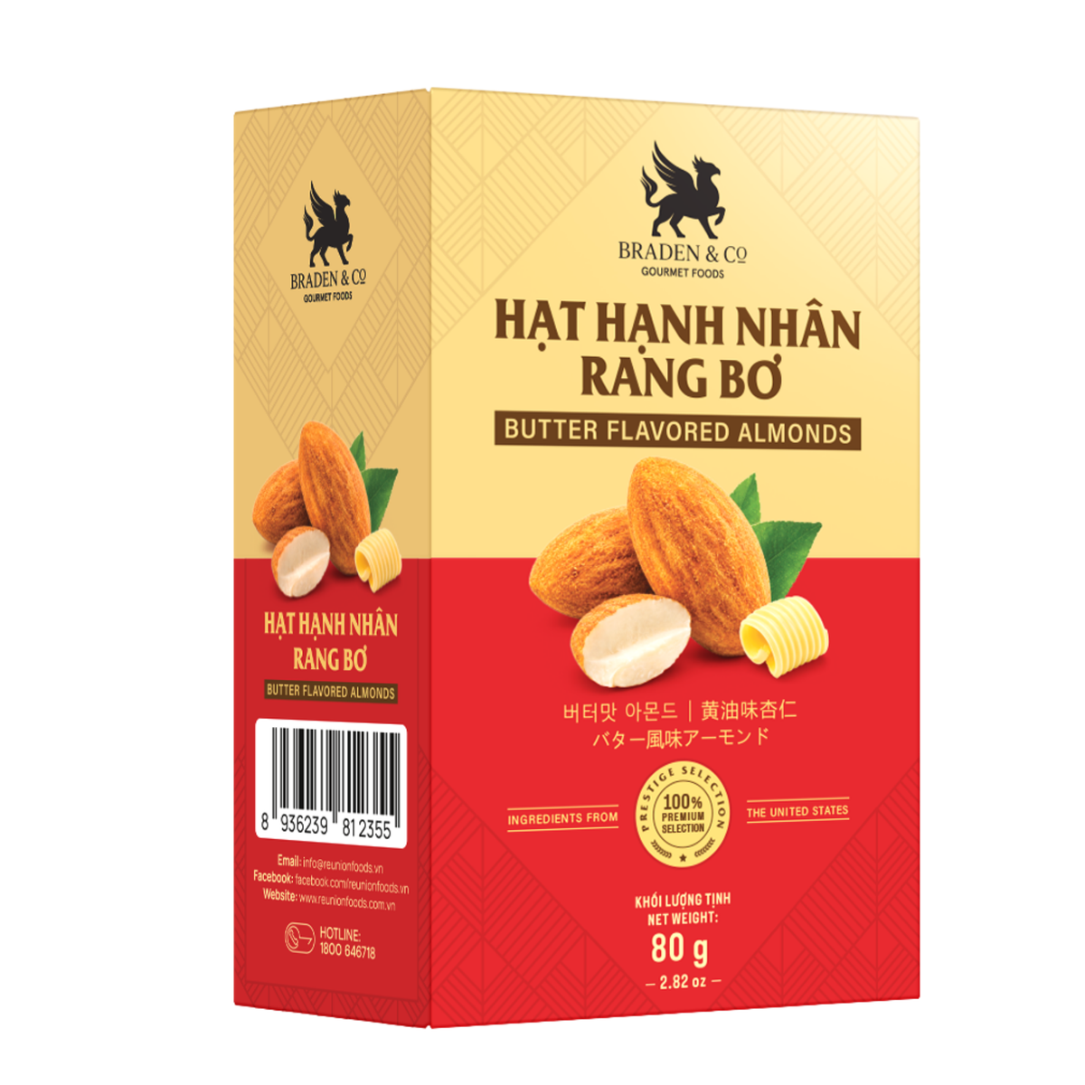 Hạnh nhân rang bơ Braden & Co 140g
