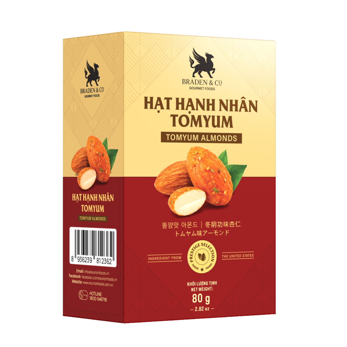 Hạt Hạnh nhân tomyum Braden & Co 80g