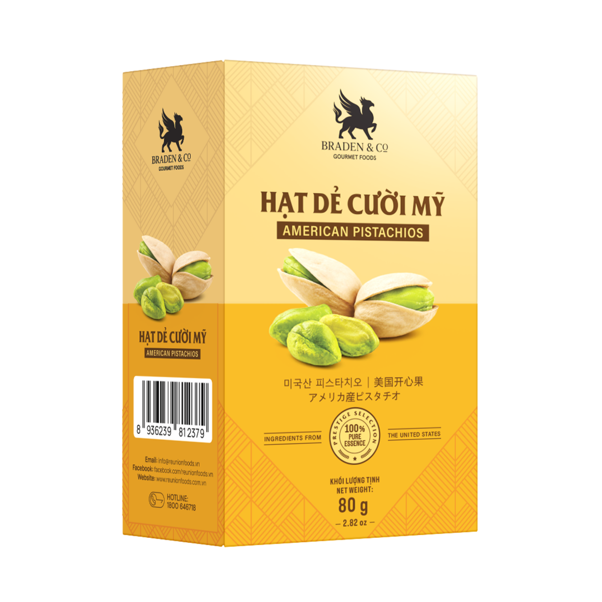 Hạt dẻ cười Mỹ Braden & Co 80g