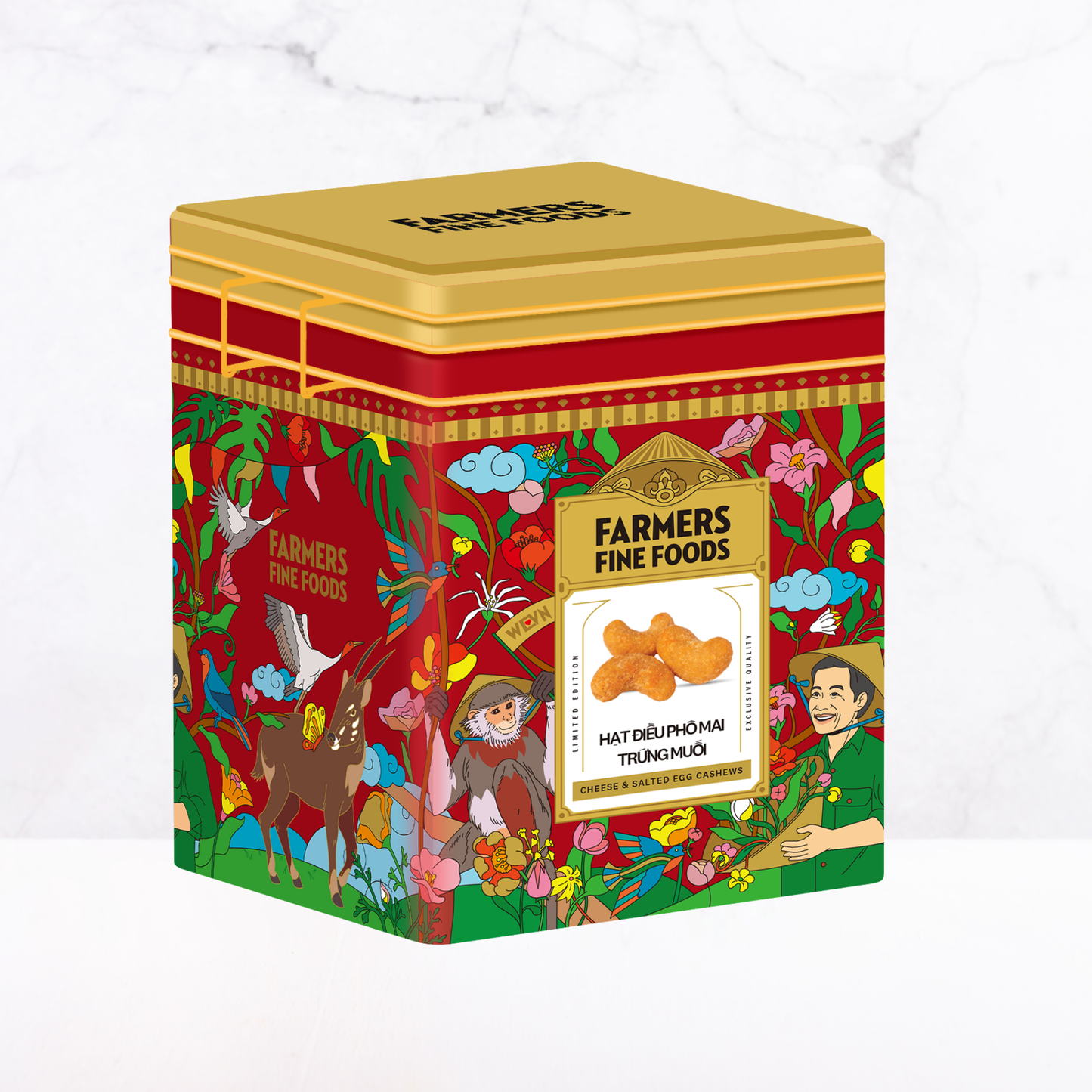 Hạt điều phô mai trứng muối Farmers Fine Foods 140 g (Hộp thiếc)