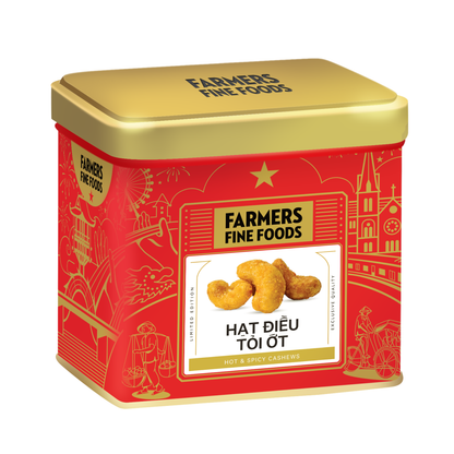 Hạt điều tỏi ớt Farmers Fine Foods 100 g (Hộp thiếc)