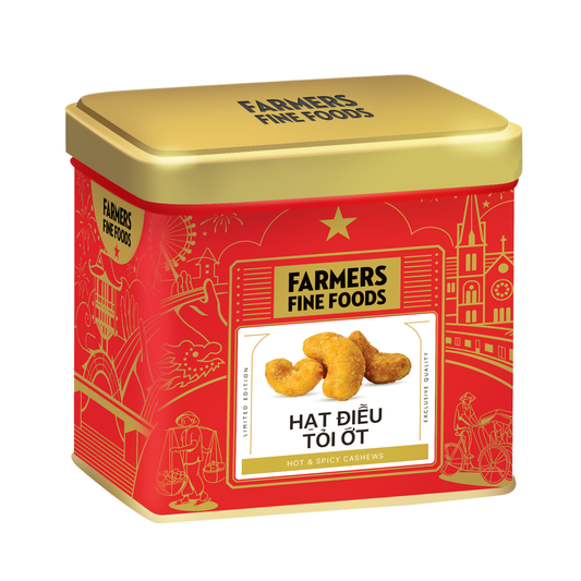Hạt điều tỏi ớt Farmers Fine Foods 100 g (Hộp thiếc)