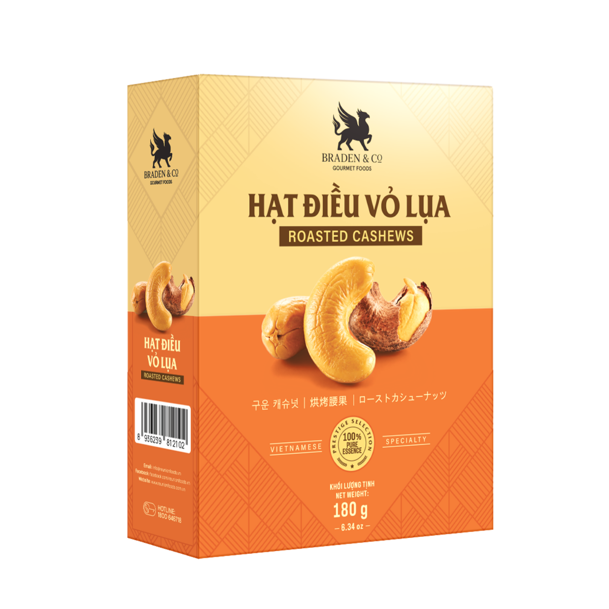 Hạt điều vỏ lụa Braden & Co 180g