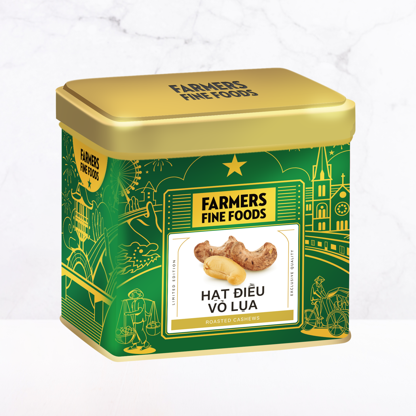 Hạt điều vỏ lụa Farmers Fine Foods 100 g (Hộp thiếc)