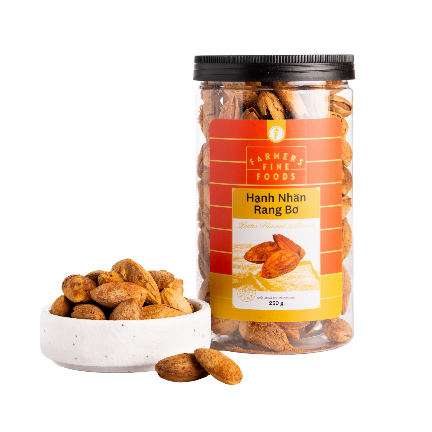 Hạt hạnh nhân rang bơ Farmers Fine Foods 250 g