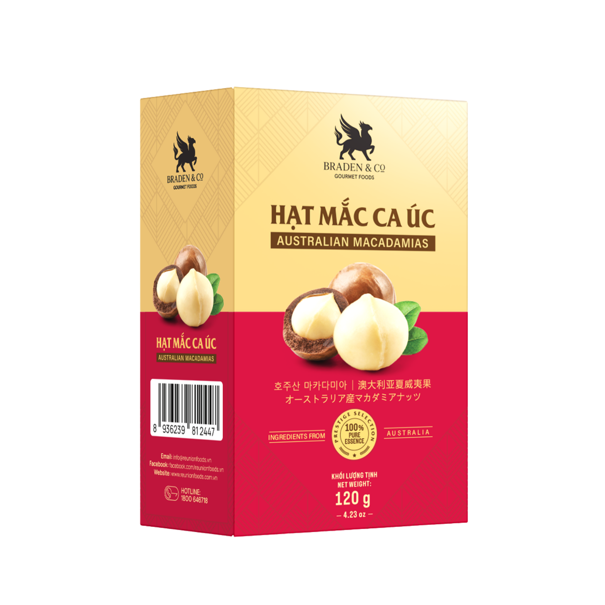 Hạt mắc ca Úc Braden & Co 120g