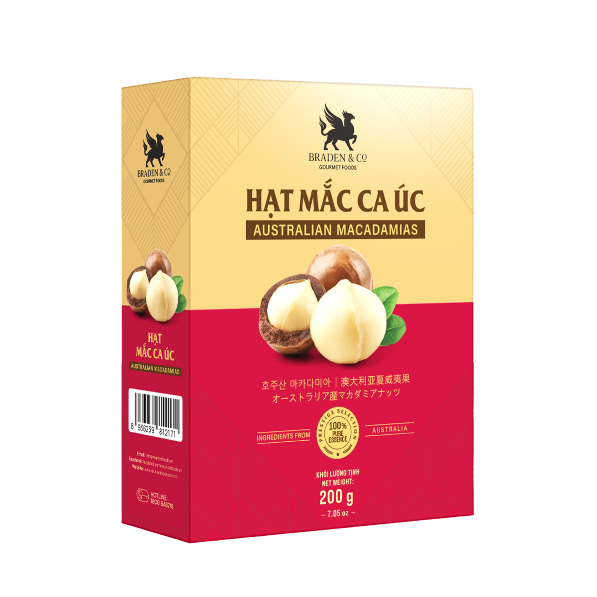 Hạt mắc ca Úc Braden & Co 200g
