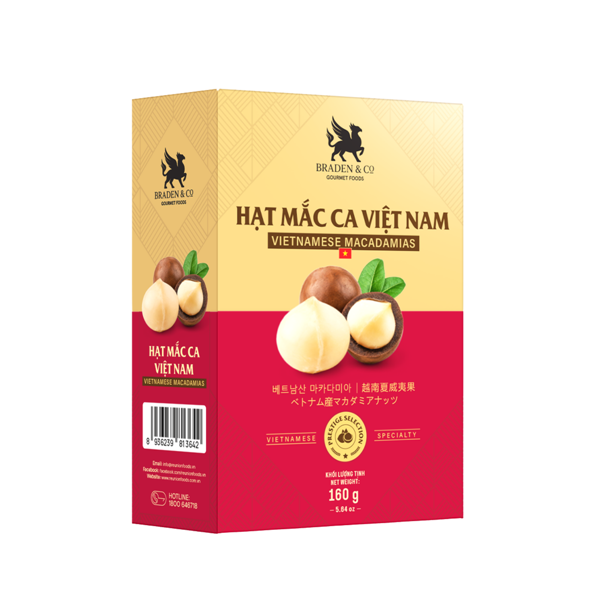Hạt mắc ca Việt Nam Braden & Co 160g