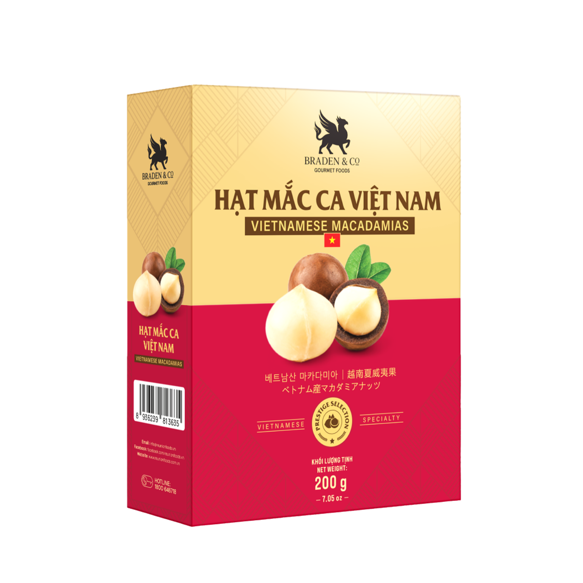 Hạt mắc ca Việt Nam Braden & Co 200g