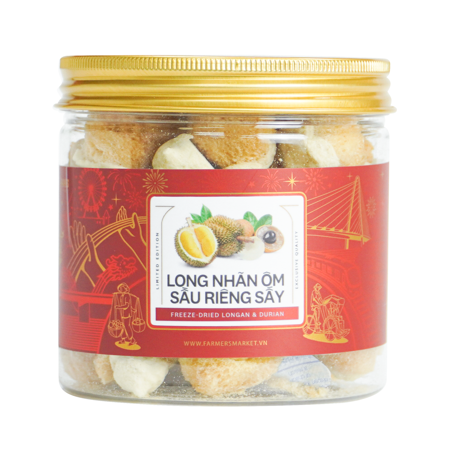 Long nhãn sầu riêng sấy thăng hoa Farmers Fine Foods 45 g ( Hủ nhựa )