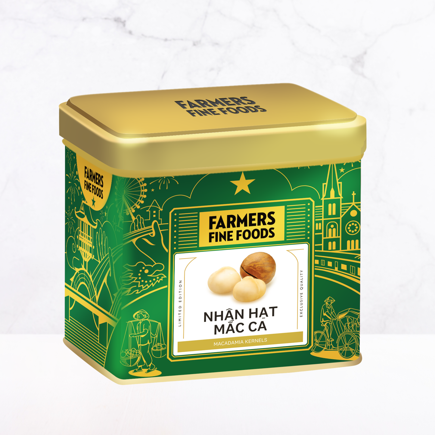 Nhân hạt mắc ca Farmers Fine Foods 100 g (Hộp thiếc)