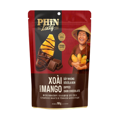 Xoài Sấy Nhúng Socola Đen Phin Lady 100g (Túi zip)