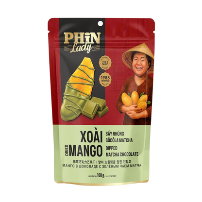 Xoài Sấy Nhúng Socola Trà Xanh Phin Lady 100g ( Túi zip)