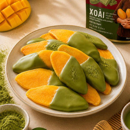 Xoài Sấy Nhúng Socola Trà Xanh Phin Lady 100g ( Túi zip)