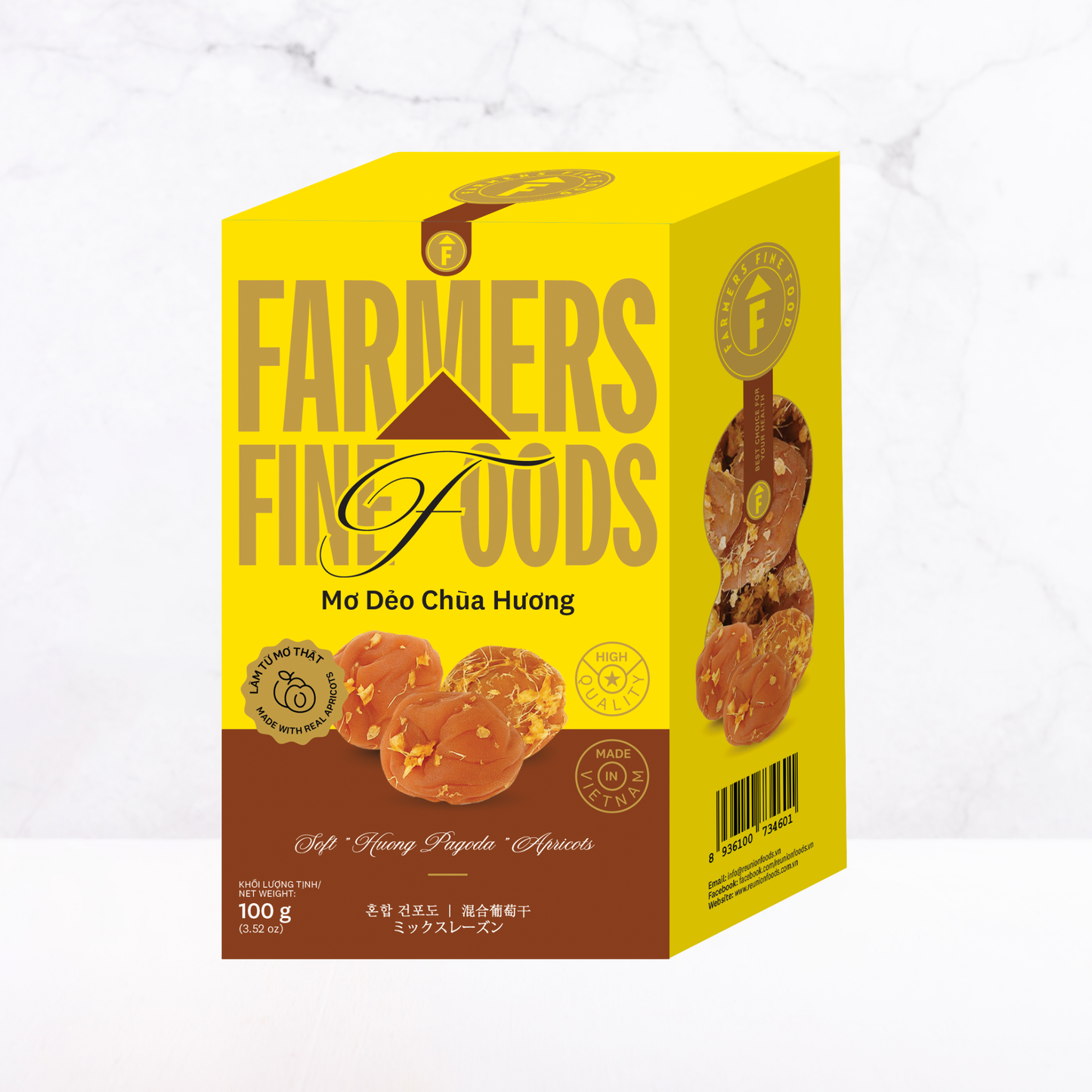 Mơ dẻo chùa Hương Farmers Fine Foods 120 g (Hộp giấy)